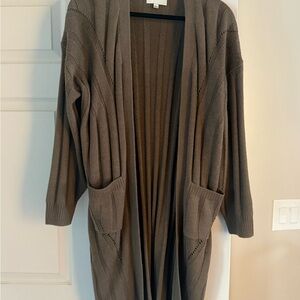 Pink Rose Taupe Open-Front Cardigan